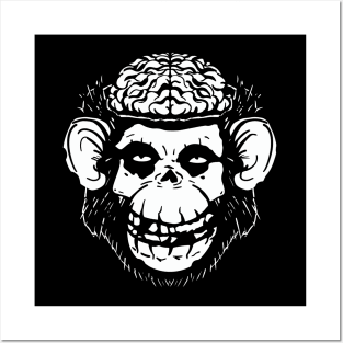 Monkey Brains INK skull on colors Posters and Art